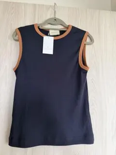 UNITED ARROWS リブタンクトップ ネイビー×ブラウンのサムネイル