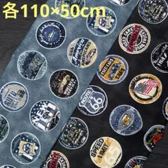 【コスモテキスタイル】デニムワールド柄生地　オックス　2点《各110×50cm》