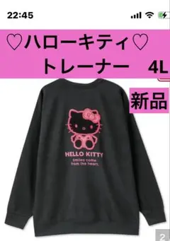 ☆新品☆ ハローキティ　トレーナー 4L 刺繍ロゴ　裏起毛なし