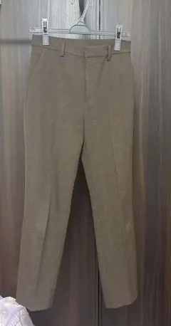 チェック柄 センタープレス パンツ ブラウン