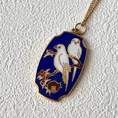 【ヴィンテージ】七宝焼 ペンダントトップ　ネックレス　伝統工芸品　鳥　文鳥