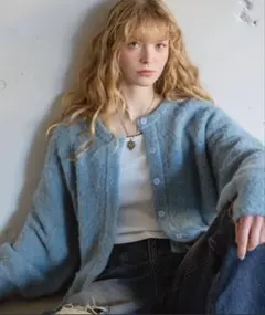 idem mix color knit cardigan Blue