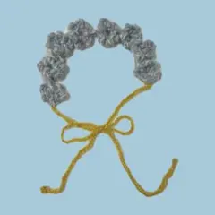 お花 カチューシャ 編み物 ハンドメイド 水色 かぎ編み