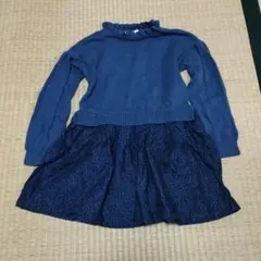 GAP KIDS レオパード柄紺色長袖ワンピース