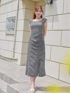 Her lip to French Chic Gingham Dress - メルカリ