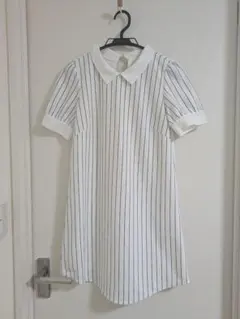 HERE'S 　クレリックワンピース　古着　白　ストライプのサムネイル