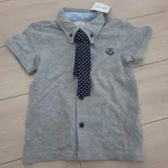 グレー ポロシャツ ネクタイ付き
