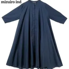 mizuiroind ミズイロインド コットン フレア ロングシャツワンピース