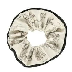 ディズニー　スケッチ柄　ミッキー　シュシュ　ヘアゴム