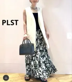 【wa16】PLST プラステ リーフプリントプリーツスカート ロングスカートS
