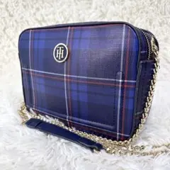 【極美品✨】トミーヒルフィガー カメラバック チェーン ダブルジップ ネイビー