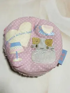 猫の刺繍入りピンクポーチ