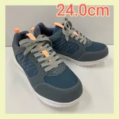 24.0cm 新品 レディース 軽量 カラーシューズ派手 スニーカー 灰 緑