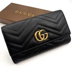 グッチ 長財布 マーモント コンチネンタル レザー 金具 GG 革 ブラック 黒のサムネイル