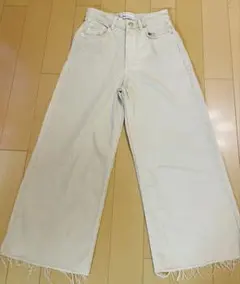 ZARA ワイドレッグ デニムパンツ アイボリー