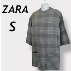 ZARA レディース Sグレンチェックチュニックワンピース (B25)☆
