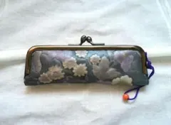 皮革エンボス加工 口金印鑑入れ(紺)・B品