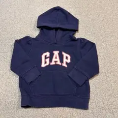 【GAP】フード付きトレーナー　フーディ　ネイビー　ピンク文字