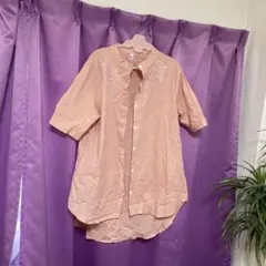 fashionアプリコットカラー 半袖ロングシャツ 7号