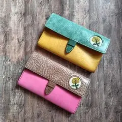 ハンドメイド 本革 通帳ケース ポーチ マルチケース ミナペルホネン Lサイズ