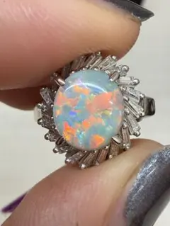 虹色遊色 メキシコウォーターオパールリング 3.34ct - メルカリ