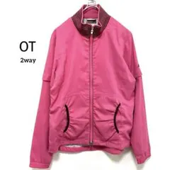 【2WAY】アディダス 撥水 防風 ジップアップブルゾン ベスト ピンク OT