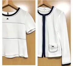 美品　クレージュ　ノーカラージャケット　Tシャツ　鹿の子　ロゴ　刺繍のサムネイル