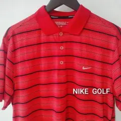 ナイキゴルフ DRI-FIT ポロシャツ L ボーダー 赤