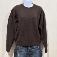 UNIQLO ユニクロ ウール 100% クルーネック ニット セーター 茶 L