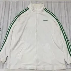 adidas ベロア トラックジャケット ジャージ ホワイト オーバーサイズ