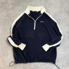 美品　ティップトップ　裏毛ハーフジップ袖ラインプルオーバー　ネイビー　553