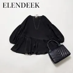タグ付き ELENDEEK エレンディーク バルーンスリーブ ブラウス ブラック