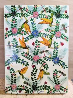 ● アフリカの絵画、ティンガティンガ、ハチドリと昆虫たち、Majidu、板張りのサムネイル