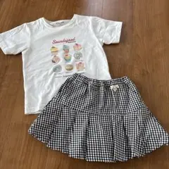 プティマイン　グローバルワーク　120 Tシャツ　プリーツスカパンセット