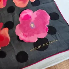 ピエールバルマン シフォン シルク100%大判スカーフ ヴィンテージ美品