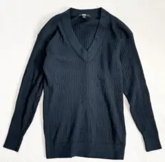 UNIQLO ユニクロ Vネック リブニット セーター ブラック S 長袖