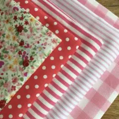 生地セット　赤ピンク系5枚セット