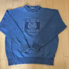 ICEBERG ロゴ刺繍 ニットセーター 青　ビンテージ　イタリア製　美品のサムネイル