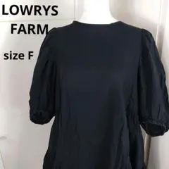 LOWRYS FARM 黒 五分袖 チュニック ワンピース　フレア　F　088