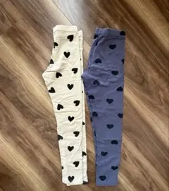 ハート柄レギンスセット（ベージュ・グレー）
