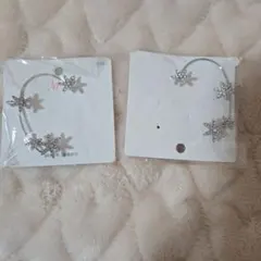 雪の結晶イヤーアクセサリー と花と蝶々ヘアピンセット