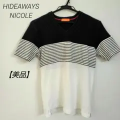 【美品】HIDEAWAYS NICOLE　パイル×ニットVネックプルオーバー　Мのサムネイル