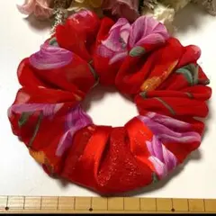 ハンドメイドシュシュ☆花柄レッド