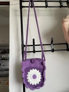 ハンドメイド トートバッグ ハンドバッグ 手編み モチーフ編み 編み物 かぎ編み