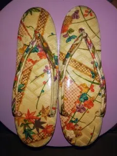 花柄厚底草履 レディース