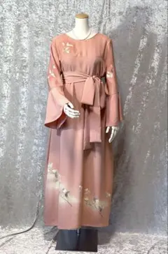 L～2Ｌサイズ　訪問着からの着物リメイクドレスです　着丈１１８cm L～2Lサイズ 訪問着からの着物リメイクドレスです 着丈118cm