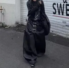 Rigid Wide Denim Studded Pants Y2K