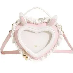 痛バ 痛バッグ うさ耳 うさぎ ピンク フリル ハート ハート型 白 ホワイト