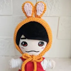 ちびぬい　うさ耳帽子　オレンジ　ハンドメイドのサムネイル