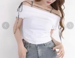 ナイスクラップ スリーウェイドレープネックTシャツ　半袖 トップス 白のサムネイル